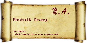 Machnik Arany névjegykártya